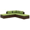 Set Muebles De Jardín 5 Piezas Y Cojines Ratán Sintético Marrón Vidaxl