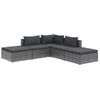 Set De Muebles De Jardín 5 Pzas Y Cojines Ratán Sintético Gris Vidaxl