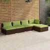 Set Muebles De Jardín 5 Piezas Y Cojines Ratán Sintético Marrón Vidaxl