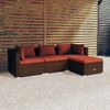 Set Muebles De Jardín 4 Piezas Y Cojines Ratán Sintético Marrón Vidaxl