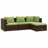 Set Muebles De Jardín 4 Piezas Y Cojines Ratán Sintético Marrón Vidaxl