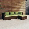 Set Muebles De Jardín 4 Piezas Y Cojines Ratán Sintético Marrón Vidaxl