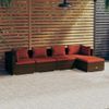 Set Muebles De Jardín 5 Piezas Y Cojines Ratán Sintético Marrón Vidaxl