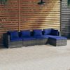 Set De Muebles De Jardín 5 Pzas Y Cojines Ratán Sintético Gris Vidaxl