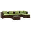 Set Muebles De Jardín 6 Piezas Y Cojines Ratán Sintético Marrón Vidaxl