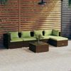 Set Muebles De Jardín 6 Piezas Y Cojines Ratán Sintético Marrón Vidaxl