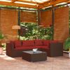 Set Muebles De Jardín 5 Piezas Y Cojines Ratán Sintético Marrón Vidaxl