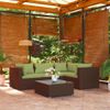 Set Muebles De Jardín 5 Piezas Y Cojines Ratán Sintético Marrón Vidaxl