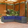 Set De Muebles De Jardín 5 Pzas Y Cojines Ratán Sintético Gris Vidaxl