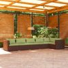 Set Muebles De Jardín 6 Piezas Y Cojines Ratán Sintético Marrón Vidaxl