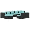 Set De Muebles De Jardín 9 Pzas Y Cojines Ratán Sintético Negro Vidaxl