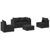 Set De Muebles De Jardín 5 Pzas Y Cojines Ratán Sintético Negro Vidaxl