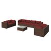 Set Muebles De Jardín 9 Piezas Y Cojines Ratán Sintético Marrón Vidaxl