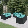 Set De Muebles De Jardín 6 Pzas Y Cojines Ratán Sintético Negro Vidaxl