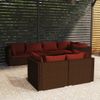 Set Muebles De Jardín 7 Piezas Y Cojines Ratán Sintético Marrón Vidaxl