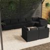 Set De Muebles De Jardín 8 Pzas Y Cojines Ratán Sintético Negro Vidaxl