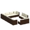 Set De Muebles De Jardín 12 Pzas Cojines Ratán Sintético Marrón Vidaxl