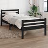 Estructura De Cama Individual Madera Maciza Negra 90x190 Cm Vidaxl