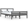 Estructura De Cama Madera Maciza Gris Doble 135x190 Cm Vidaxl