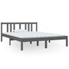 Estructura De Cama De Madera Maciza Gris 140x190 Cm Vidaxl