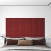 Paneles De Pared 12 Uds Tela Rojo Tinto 30x15 Cm 0,54 M² Vidaxl