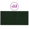 Paneles De Pared 12 Uds Terciopelo Verde Oscuro 30x15cm 0,54 M² Vidaxl