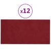 Paneles De Pared 12 Uds Terciopelo Rojo Tinto 30x15 Cm 0,54 M² Vidaxl