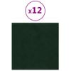 Paneles De Pared 12 Uds Terciopelo Verde Oscuro 30x30 Cm 1,08m² Vidaxl