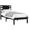 Estructura De Cama Madera Maciza Individual Negra 75x190 Cm Vidaxl