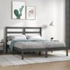 Estructura De Cama Madera Maciza Gris Doble 135x190 Cm Vidaxl