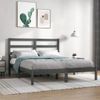 Estructura De Cama De Madera Maciza De Pino Gris 140x190 Cm Vidaxl