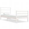 Estructura De Cama Madera Maciza De Pino Blanco 75x190 Cm Vidaxl