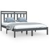 Estructura De Cama Madera Maciza Gris Doble 135x190 Cm Vidaxl