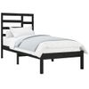 Estructura De Cama Madera Maciza Individual Negra 75x190 Cm Vidaxl