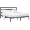 Estructura De Cama De Matrimonio Madera Maciza Gris 180x200 Cm Vidaxl