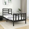 Estructura De Cama Madera Maciza Individual Negra 75x190 Cm Vidaxl