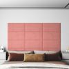 Paneles De Pared 12 Uds Terciopelo Rosa 60x30 Cm 2,16 M² Vidaxl