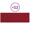 Paneles De Pared 12 Uds Terciopelo Rojo Tinto 90x30 Cm 3,24 M² Vidaxl