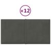 Paneles De Pared 12 Uds Terciopelo Gris Oscuro 30x15 Cm 0,54 M² Vidaxl