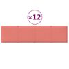 Paneles De Pared 12 Uds Terciopelo Rosa 60x15 Cm 1,08 M² Vidaxl