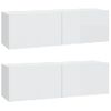 Mueble De Tv Pared 2 Uds Madera Blanco Brillante 100x30x30 Cm Vidaxl