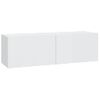 Mueble De Tv Pared 2 Uds Madera Blanco Brillante 100x30x30 Cm Vidaxl