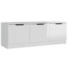 Mueble De Tv Madera Contrachapada Blanco Brillo 102x35x36,5 Cm Vidaxl