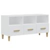 Mueble De Tv Madera Contrachapada Blanco Brillo 102x36x50 Cm Vidaxl