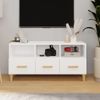 Mueble De Tv Madera Contrachapada Blanco Brillo 102x36x50 Cm Vidaxl