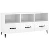 Mueble De Tv Madera Contrachapada Blanco Brillo 102x35x50 Cm Vidaxl