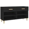 Mueble Zapatero De Madera Contrachapada Negro 102x35x55 Cm Vidaxl