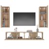 Set De Muebles Para Tv 4 Pzas Madera Contrachapada Roble Sonoma Vidaxl