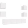 Set De Muebles De Tv 6 Pzas Madera Contrachapada Blanco Brillo Vidaxl