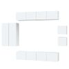 Set De Muebles Para Tv 8 Piezas Madera Contrachapada Blanco Vidaxl